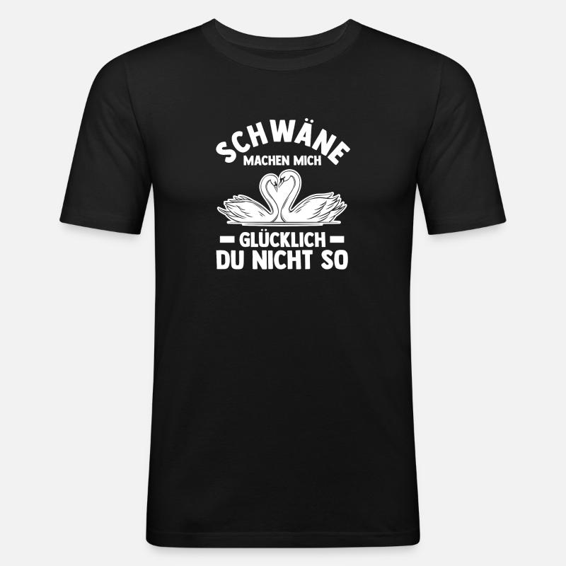 Schwan - Männer Slim Fit T-Shirt - Schwarz
