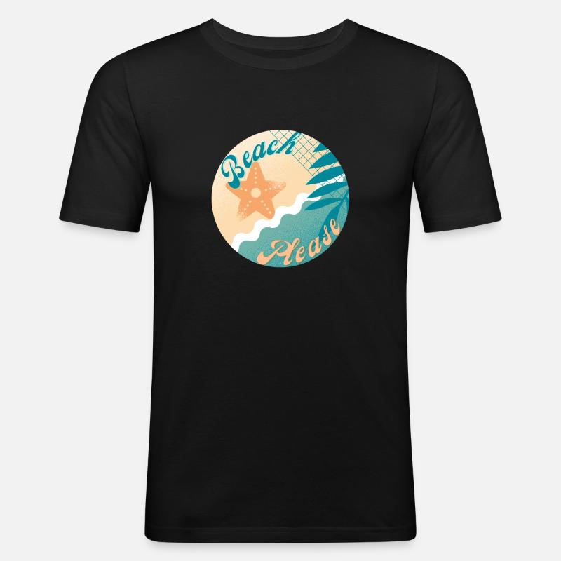 Strand bitte - Männer Slim Fit T-Shirt - Schwarz