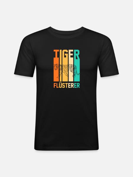 Tiger Motiv - Männer Slim Fit T-Shirt - Schwarz