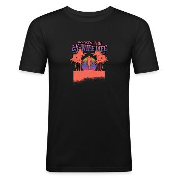 Lustiges Scheidung Glücklich Geschieden und - Männer Slim Fit T-Shirt - Schwarz - Vorne - Nik (191cm)