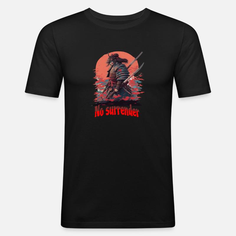 Samurai - Männer Slim Fit T-Shirt - Schwarz