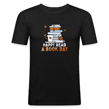Happy Read A Book Day Introvert Book Club - Men's Slim Fit T-Shirt - black - Front - Nik (191cm)