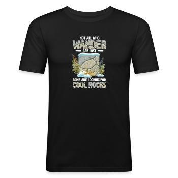 Wandern Sie auf der Suche nach coolen Felsen - Männer Slim Fit T-Shirt - Schwarz - Vorne - Nik (191cm)