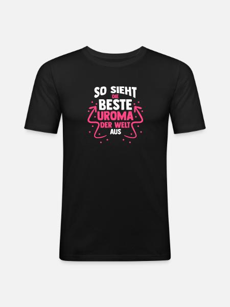 Urgroßmutter Beste Uroma - Männer Slim Fit T-Shirt - Schwarz