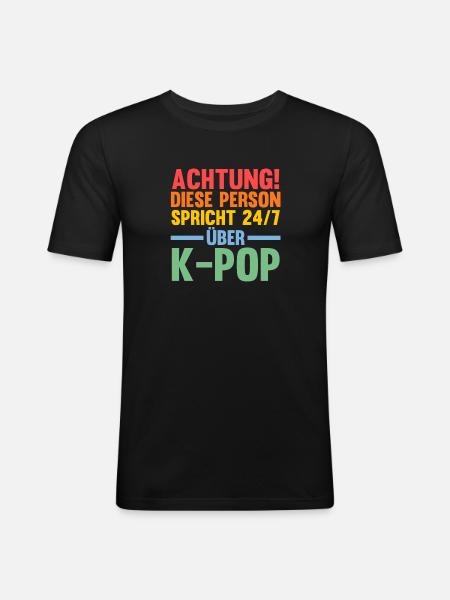Korea Musik Kpop - Männer Slim Fit T-Shirt - Schwarz