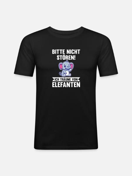 Elefant Elefanten - Männer Slim Fit T-Shirt - Schwarz