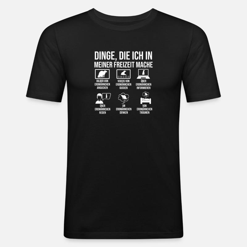 Erdmännchen - Männer Slim Fit T-Shirt - Schwarz