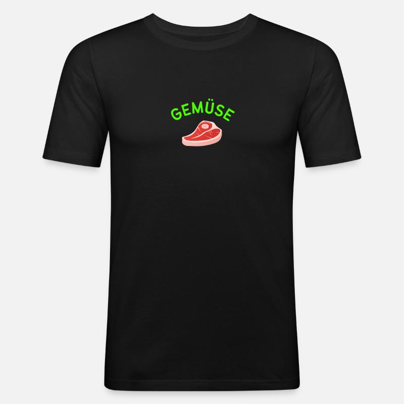 Gemüse Fleisch Falscher Name - Männer Slim Fit T-Shirt - Schwarz