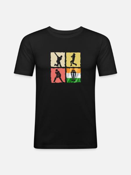 India India Cricket Support India Cricket for - Men's Slim Fit T-Shirt - black