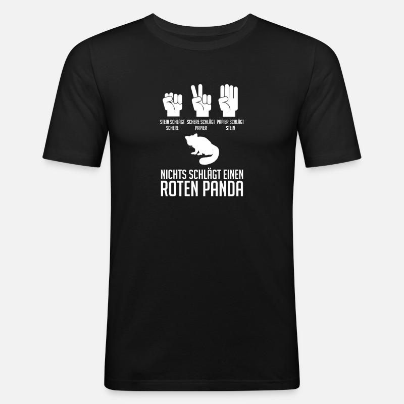 Roter Panda - Männer Slim Fit T-Shirt - Schwarz