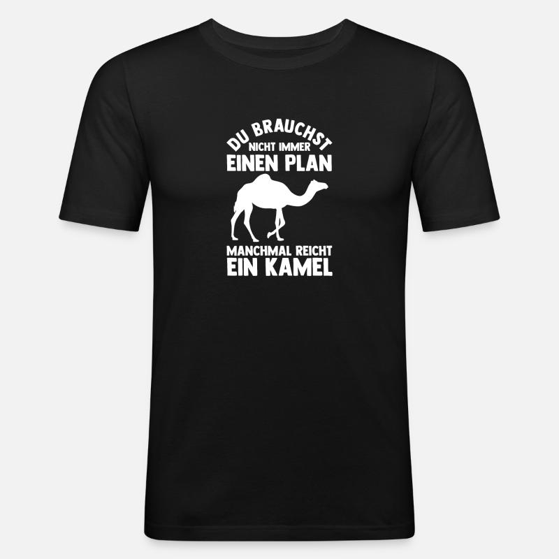 Kamel - Männer Slim Fit T-Shirt - Schwarz
