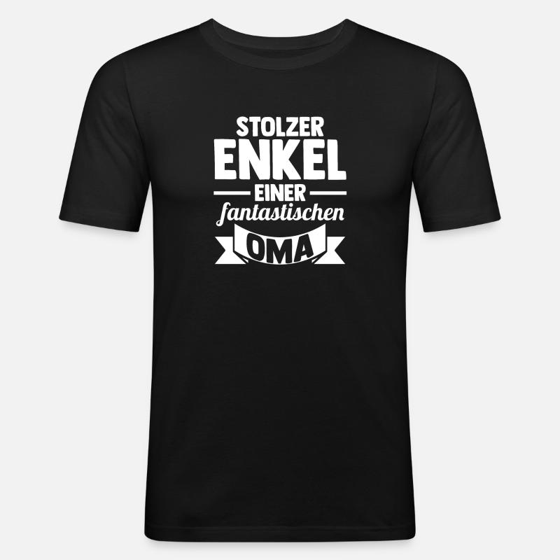 Großmutter Oma Enkelkind Enkel - Männer Slim Fit T-Shirt - Schwarz