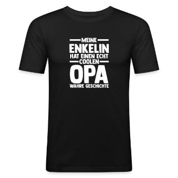 Opa Großvater Enkelkind Enkelin - Männer Slim Fit T-Shirt - Schwarz - Vorne - Nik (191cm)