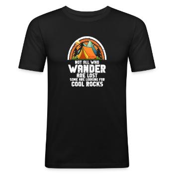 Wandern Sie auf der Suche nach kühlen Felsen - Männer Slim Fit T-Shirt - Schwarz - Vorne - Nik (191cm)