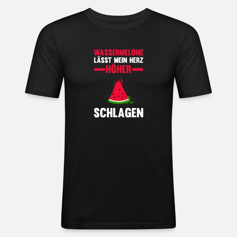 Früchte Wassermelone - Männer Slim Fit T-Shirt - Schwarz