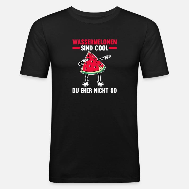Früchte Wassermelone - Männer Slim Fit T-Shirt - Schwarz