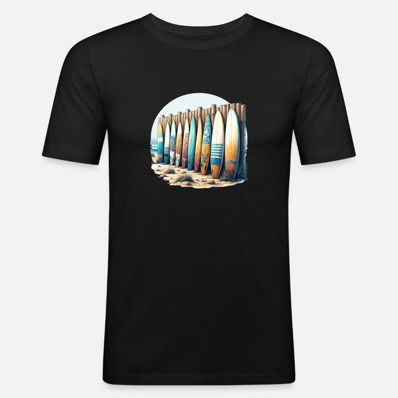Beachside Surfboard Collection - Men's Slim Fit T-Shirt - black