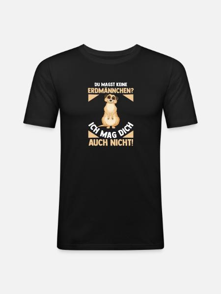 Erdmännchen - Männer Slim Fit T-Shirt - Schwarz