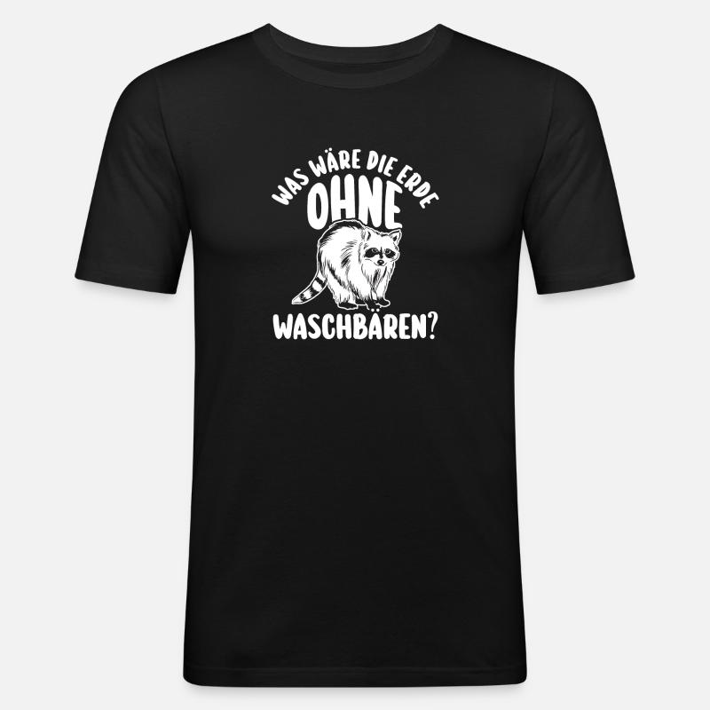 Waschbär - Männer Slim Fit T-Shirt - Schwarz