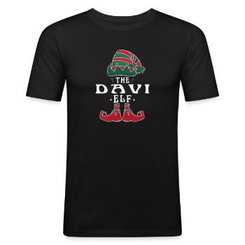 Davi Elf Familie Passende Gruppe Weihnachten Papa Mama - Männer Slim Fit T-Shirt - Schwarz - Vorne - Nik (191cm)