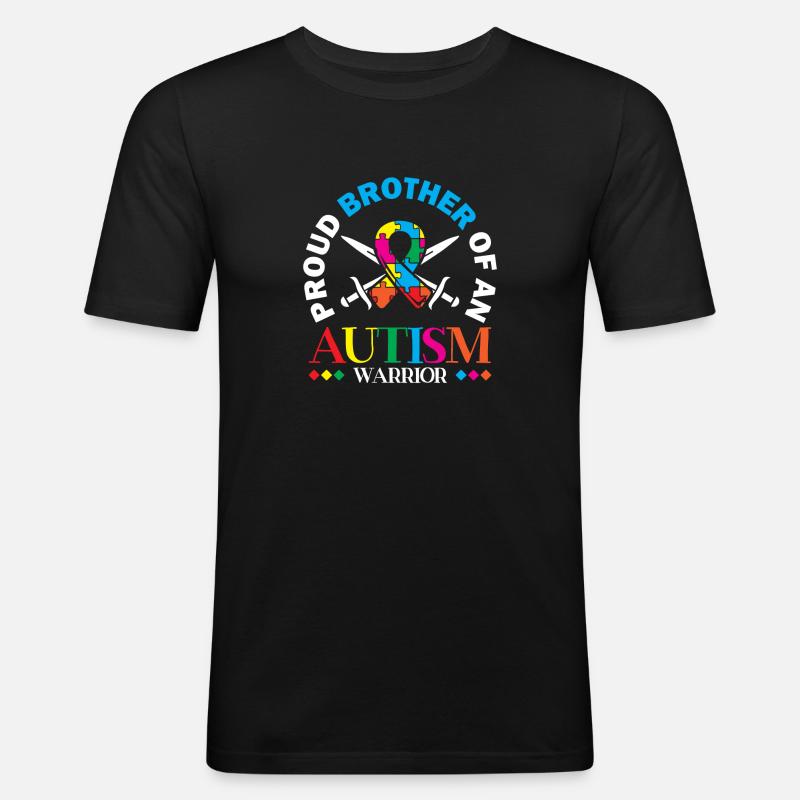 Stolzer Bruder Eines Autismus-kriegers - Männer Slim Fit T-Shirt - Schwarz