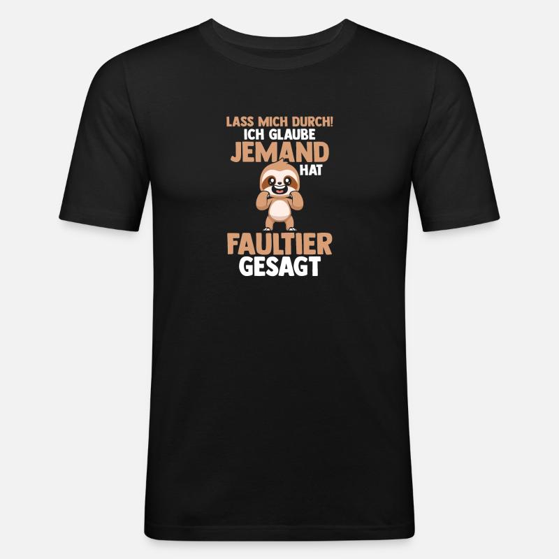 Faultier - Männer Slim Fit T-Shirt - Schwarz