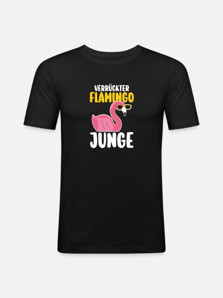 Verrückter Flamingo Junge - Männer Slim Fit T-Shirt - Schwarz