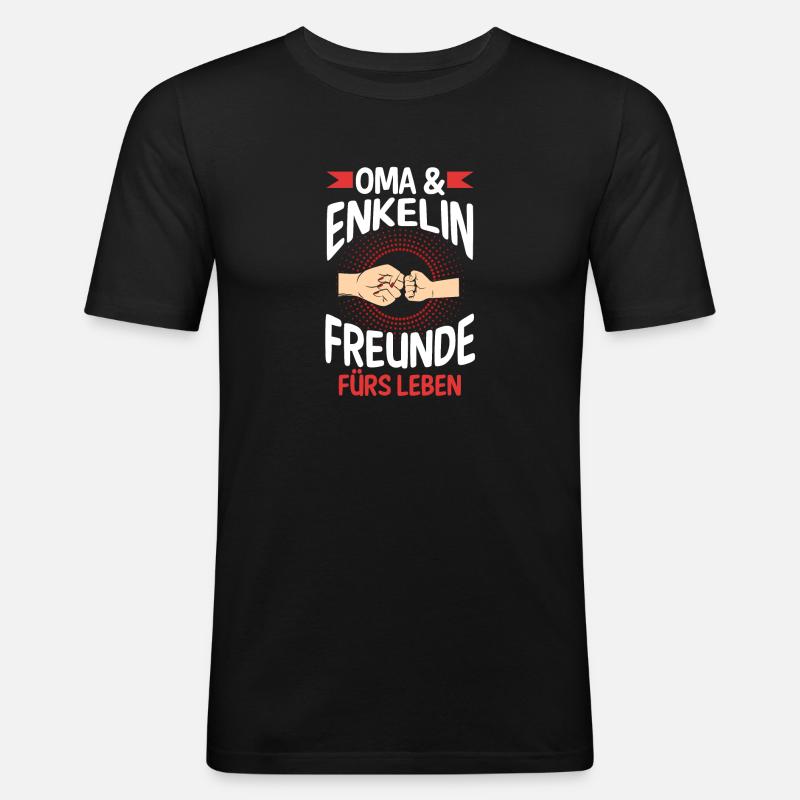 Oma Großmutter und Enkelin - Männer Slim Fit T-Shirt - Schwarz