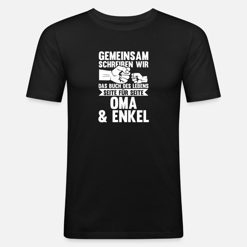 Oma Großmutter und Enkel - Männer Slim Fit T-Shirt - Schwarz
