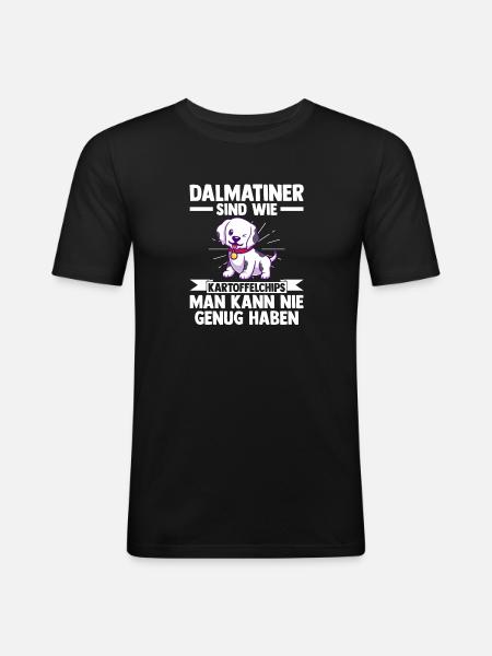 Hund Dalmatiner - Männer Slim Fit T-Shirt - Schwarz