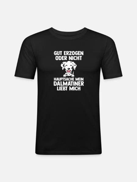 Hund Dalmatiner - Männer Slim Fit T-Shirt - Schwarz