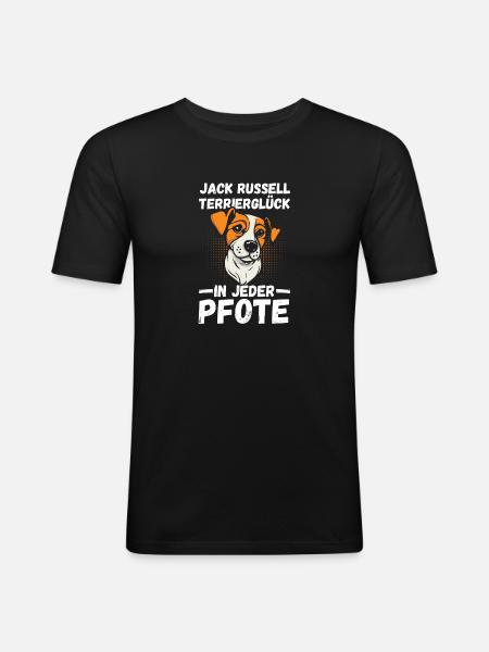 Hund Jacke Russell - Männer Slim Fit T-Shirt - Schwarz