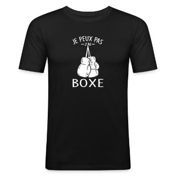 Boxe Je Peux pas j'ai boxe Boxeur boxing fan Drôle - T-shirt près du corps Homme - noir - Devant - Nik (191cm)