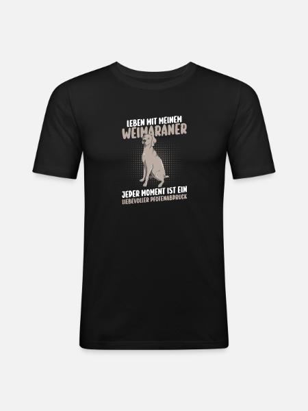 Hund Weimaraner - Männer Slim Fit T-Shirt - Schwarz