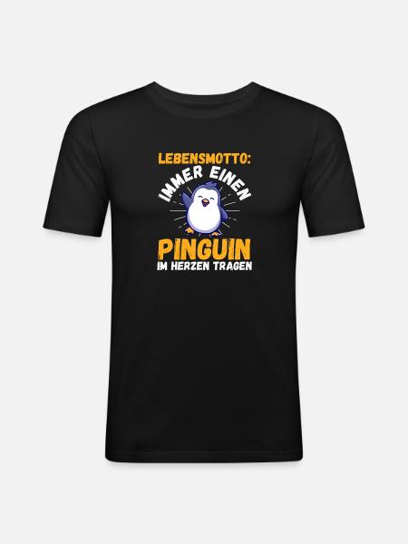 Pingouin mignon - T-shirt près du corps Homme - noir
