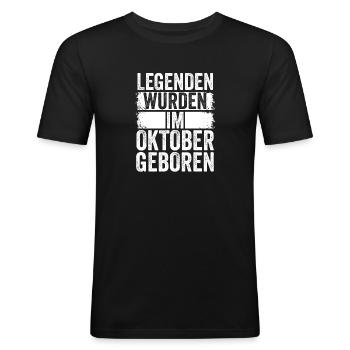 Legends were born in October - Men's Slim Fit T-Shirt - black - Front - Nik (191cm)