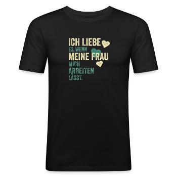 Arbeiter Arbeiten Spruch Geschenk - Männer Slim Fit T-Shirt - Schwarz - Vorne - Nik (191cm)