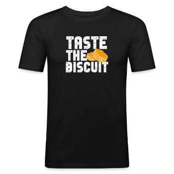Schmecken Sie den Keks Schmecken Sie die Güte - Männer Slim Fit T-Shirt - Schwarz - Vorne - Nik (191cm)