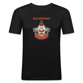 Circus Clown Funny Scary Creep Jester Spooky Joker - Männer Slim Fit T-Shirt - Schwarz - Vorne - Nik (191cm)