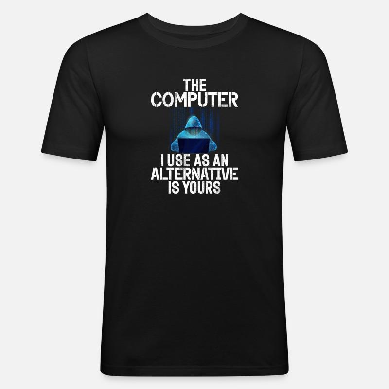 Cyber security hacker hacking - Men's Slim Fit T-Shirt - black