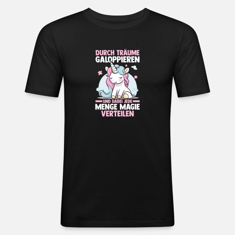 Einhorn - Männer Slim Fit T-Shirt - Schwarz