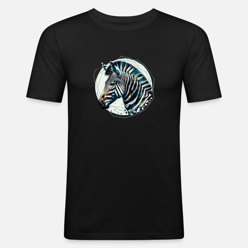 Zebra in Polygonendarstellung - Männer Slim Fit T-Shirt - Schwarz