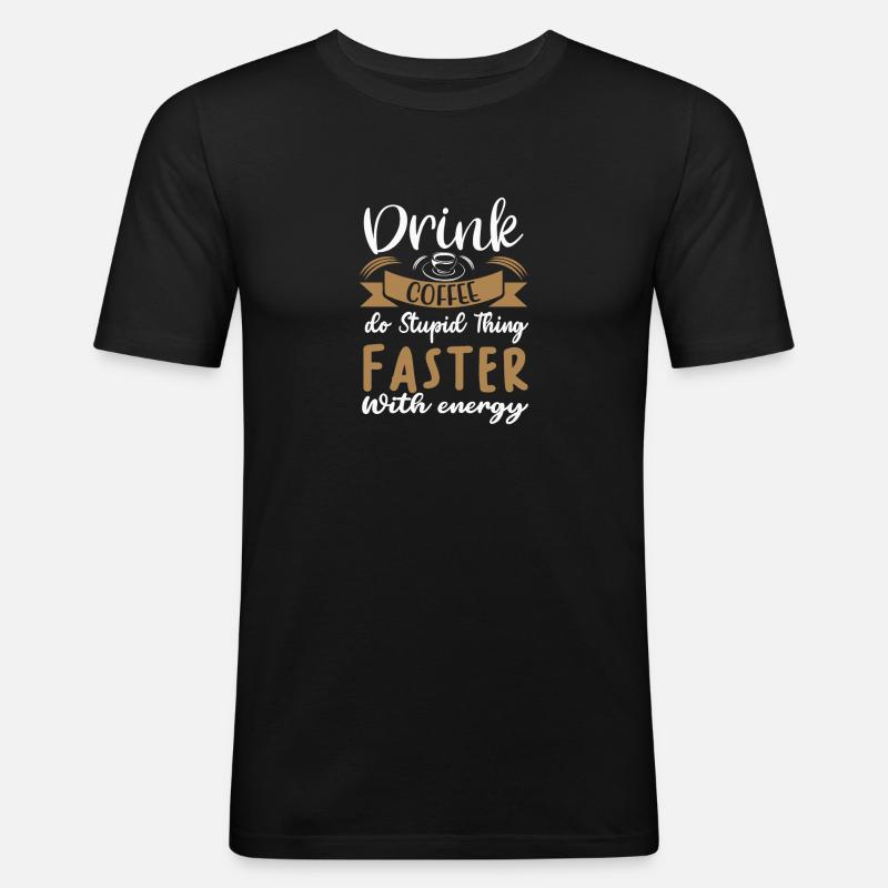 Kaffee - Männer Slim Fit T-Shirt - Schwarz