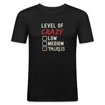 Level Of Crazy Taurus Funny Star Sign Astrology - Men's Slim Fit T-Shirt - black - Front - Nik (191cm)
