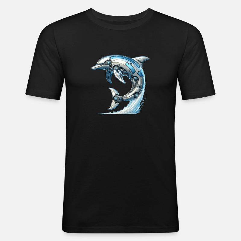 Robot Dauphin, Robot Dauphin - T-shirt près du corps Homme - noir