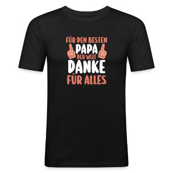 Vater Vatertag Papa - Männer Slim Fit T-Shirt - Schwarz - Vorne - Nik (191cm)