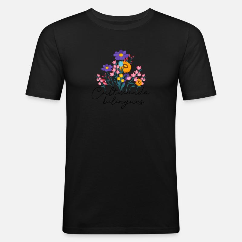 Cultivando Bilingües Spanischlehrerin - Männer Slim Fit T-Shirt - Schwarz