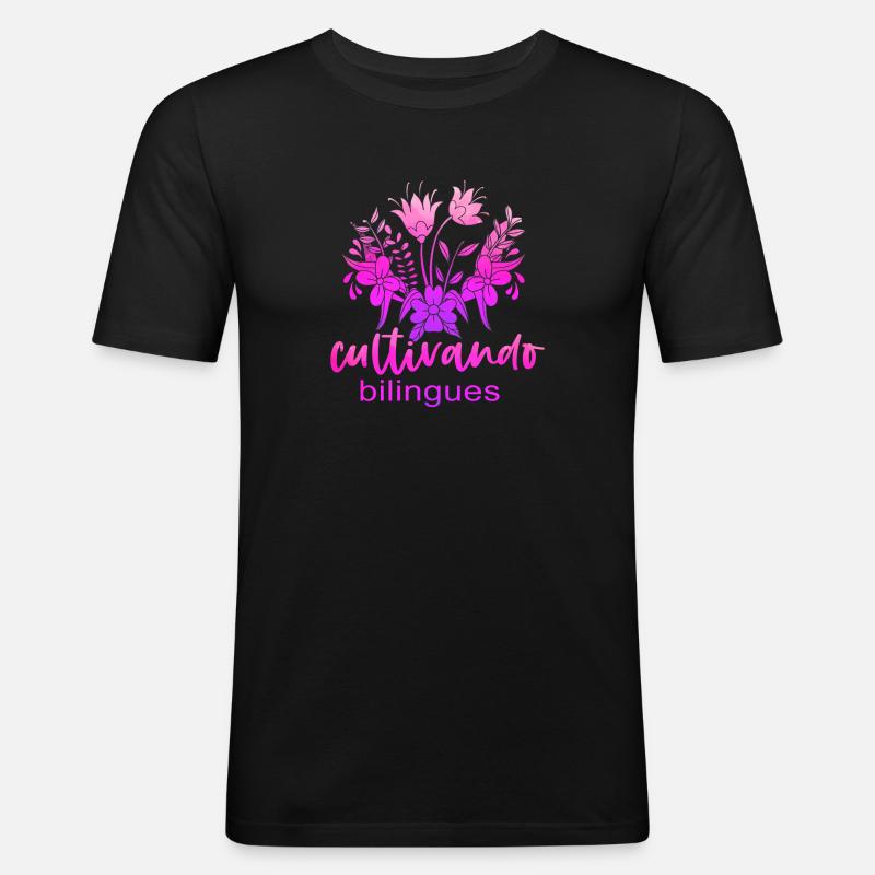 Cultivando Bilingües Spanischlehrer - Männer Slim Fit T-Shirt - Schwarz