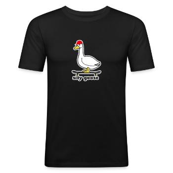Oie idiote - T-shirt près du corps Homme - noir - Devant - Nik (191cm)