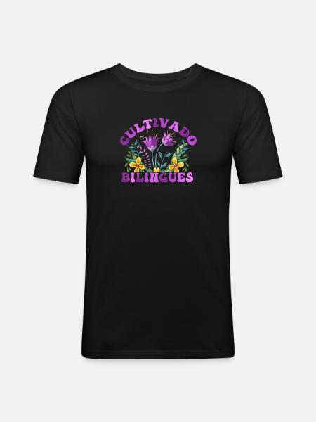 Cultivando Bilingües Spanischlehrer - Männer Slim Fit T-Shirt - Schwarz